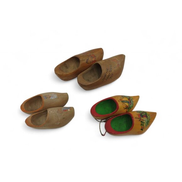 DUTCH Miniature CLOGS Wooden Hand-Painted 3 Sets Holland Vintage - Picture 4 of 13